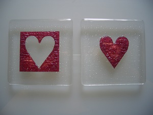 heart coaster set cut in & cut out