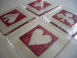 playing cards coaster set cut in