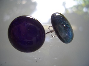 sterling silver purple dichroic earrings